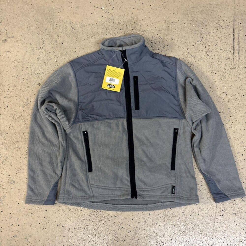 NRS Full Zip Fleece Jacket Men Small Gray Layering Hiking Paddling NWT